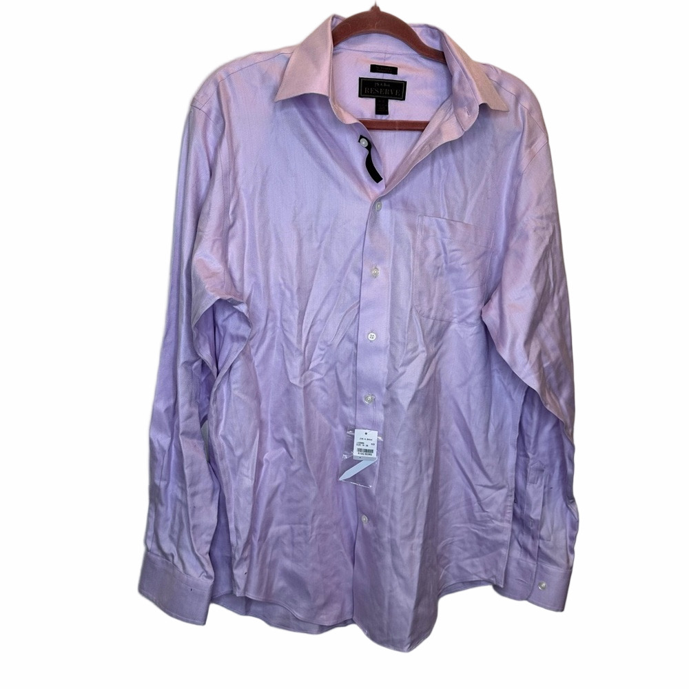 NWT Jos. A. Bank Tailored Fit Button-Down Collar Long Sleeve Purple Shirt 16-35